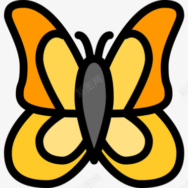 蝴蝶动物43线形颜色图标图标