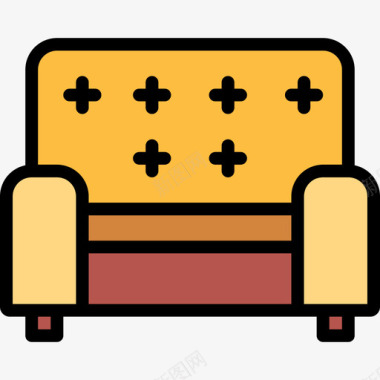 扶手椅家具64线性颜色图标图标