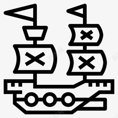 海盗船长船图标图标