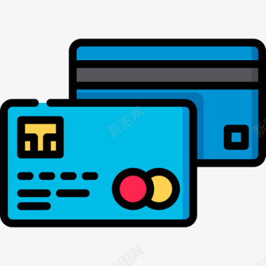 信用卡旅行148线性彩色图标图标