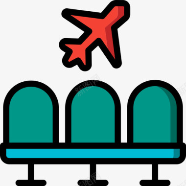 机场旅行138线性颜色图标图标