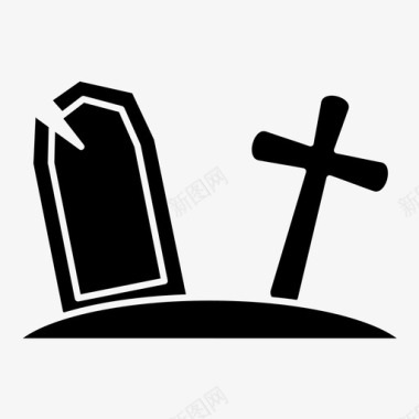 坟墓墓地万圣节图标图标