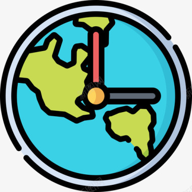 地球仪旅游应用程序12线性颜色图标图标