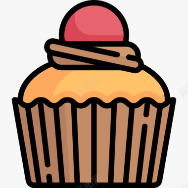 纸杯蛋糕感恩节45线形颜色图标图标