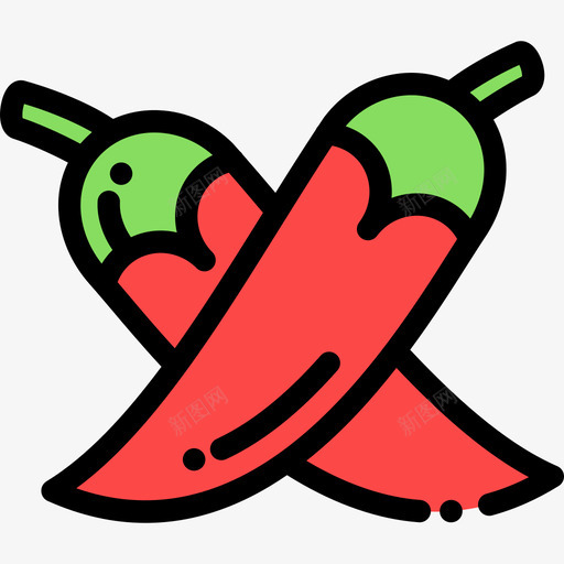辣椒水果蔬菜9线形颜色图标svg_新图网 https://ixintu.com 水果蔬菜9 线形颜色 辣椒