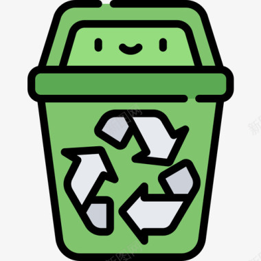 回收站可持续能源11线性颜色图标图标