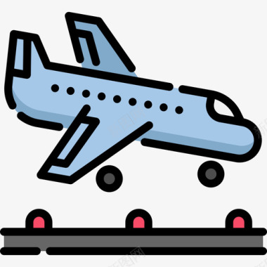 飞机29号机场线性颜色图标图标
