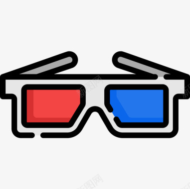 3d眼镜显示2线性颜色图标图标