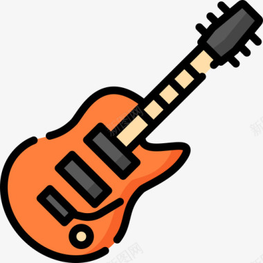 电吉他乐器13线性颜色图标图标
