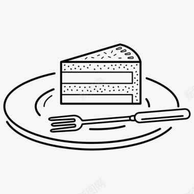 盘上有奶油的巧克力甜点蛋糕盘子上有奶油的巧克力甜点蛋糕叉子图标图标