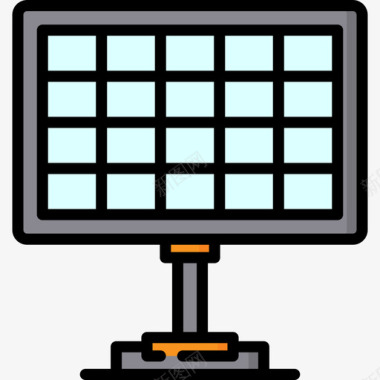 太阳能电池板工业流程18线性颜色图标图标