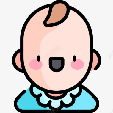 男婴婴儿淋浴5线性颜色图标图标
