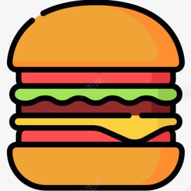 汉堡快餐43原色图标图标