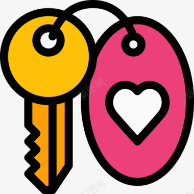 钥匙爱情浪漫8线性颜色图标图标
