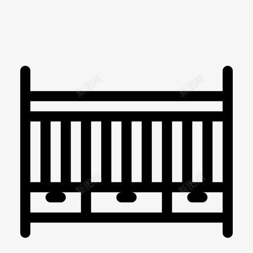 儿童床卧室家具图标svg_新图网 https://ixintu.com 儿童床 卧室 夜 家具 家具和室内线 睡眠