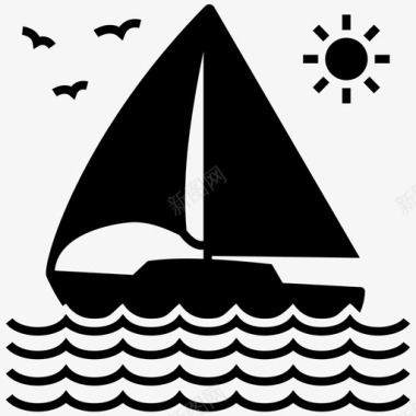 游艇沙滩船老式船图标图标