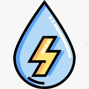 水力可持续能源9线性颜色图标图标