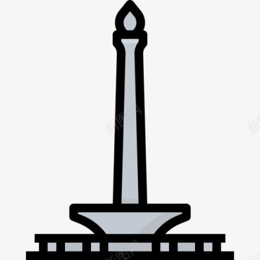 雅加达国家纪念碑23个地标线性颜色图标图标