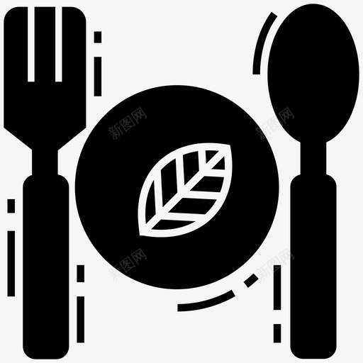 绿色食品健康食品餐具图标svg_新图网 https://ixintu.com 与环境相关的字形图标 健康食品 生态食品 绿色食品 餐具