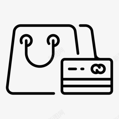 购物袋信用卡购物电子商务和网上购物图标图标
