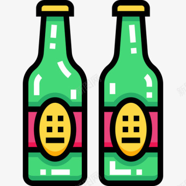 啤酒16号酒吧线性颜色图标图标