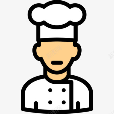 厨师职业6原色图标图标