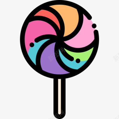 棒棒糖糖果店10线性颜色图标图标