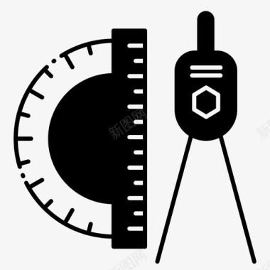 几何学罗盘量角器图标图标