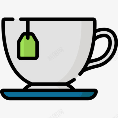 茶快餐43线性颜色图标图标