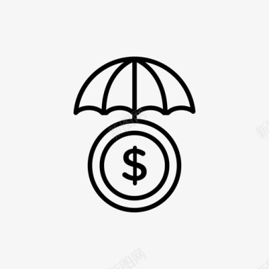 伞银行美元图标图标