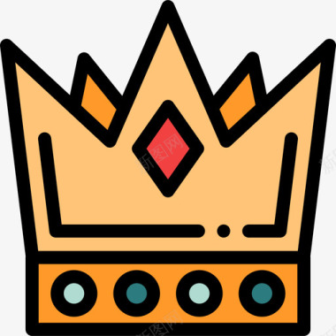 皇冠中世纪26线性颜色图标图标