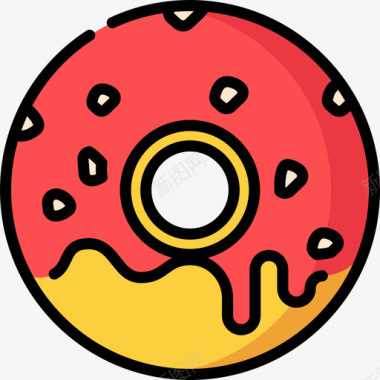 甜甜圈快餐43线性颜色图标图标