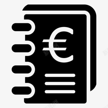 欧元分类帐会计账簿业务图标图标