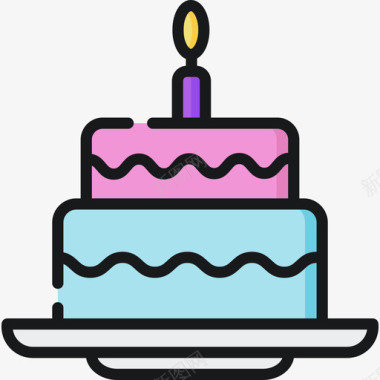 蛋糕派对和庆典11线性颜色图标图标