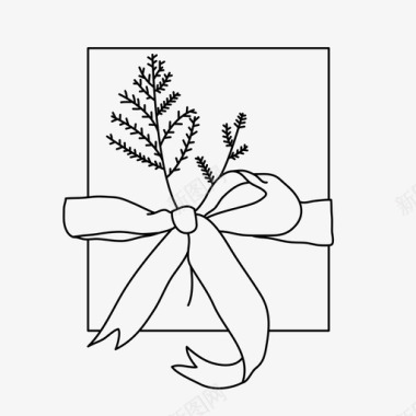 树枝包装礼物蕨类植物礼物图标图标