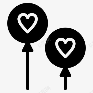 爱情气球约会情人节图标图标