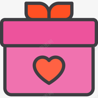 礼品盒love72线性颜色图标图标
