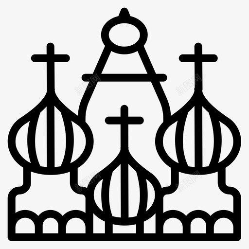 圣巴兹尔大教堂地标和纪念碑线性图标svg_新图网 https://ixintu.com 圣巴兹尔大教堂 地标和纪念碑 线性