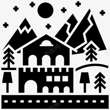 滑雪场酒店小屋房子图标图标