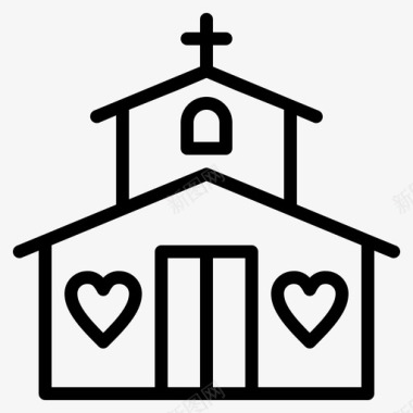 婚礼教堂爱情婚礼系列图标图标