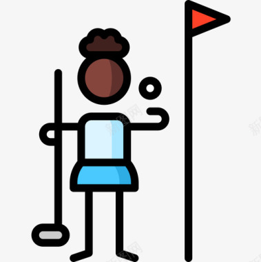 高尔夫13号线性颜色图标图标