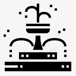 火车公园喷泉建筑物花园图标高清图片