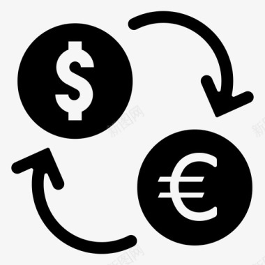 欧元兑换现金硬币图标图标