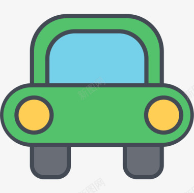 汽车运输和车辆2线颜色图标图标