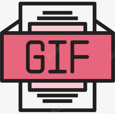 Gif文件类型2线性颜色图标图标