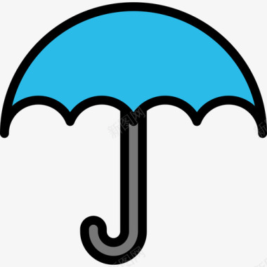 雨伞户外活动9线型颜色图标图标