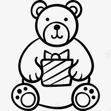 泰迪熊68岁生日黑色图标图标