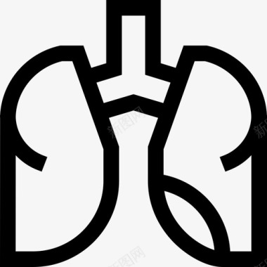 肺健康70线性图标图标