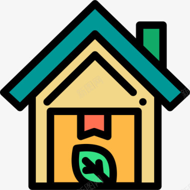 住宅温室4线性颜色图标图标