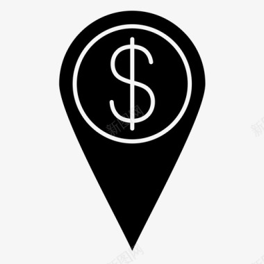 货币地图导航地图别针图标图标